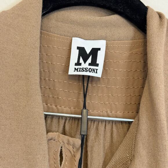 Missoni Button Up Blouse 40 US S/M Brown Merino Wool Tie Neck Formal Office NWT - Picture 8 of 9